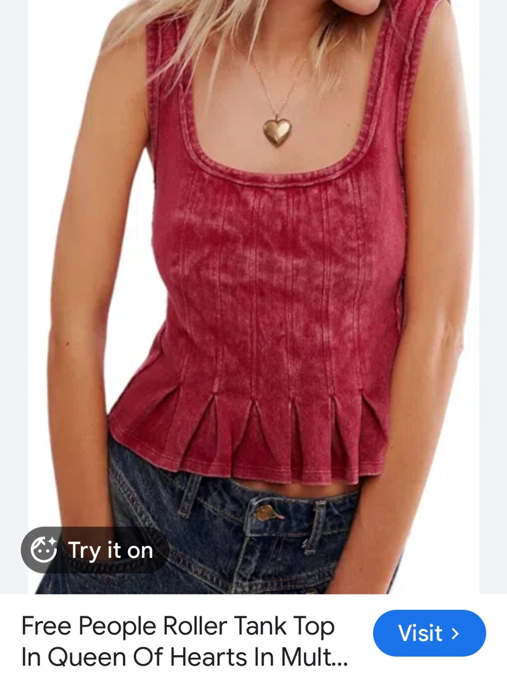 We The Free Washed Merlot Ribbed Peplum Tank